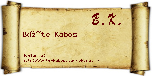 Büte Kabos névjegykártya